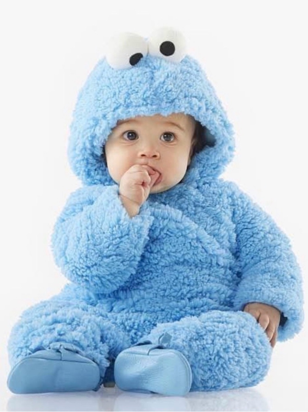 Pottery Barn Kids Cookie Monster Light Blue Fuzzy Monster Hooded Costume